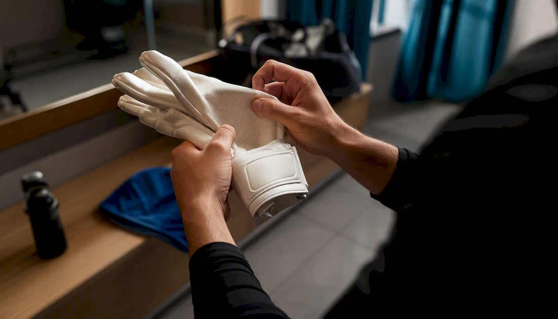 Detailaufnahme des Innenfutters von Torwarthandschuhen